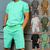 Χαμηλού Κόστους Ανδρικά σετ κοντομάνικα-Ανδρικά Κοστούμια μπλουζών Πουκάμισο τένις Συμπαγές Χρώμα Στρογγυλή Ψηλή Λαιμόκοψη Δρόμος Causal Κοντομάνικο Άριστος Καθημερινό Μοντέρνα Αναπνέει Άνετο Μαύρο Πράσινο Ανοικτό Πράσινο Χακί