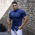 cheap Men&#039;s Casual T-shirts-muscle men fitness short-sleeved lapel shirt elastic thin section solid color sports casual cardigan business non-iron shirt tide