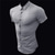 baratos Camisetas masculinas casuais-Camisa de lapela de manga curta para homens musculosos, seção fina elástica, cor sólida, cardigan esportivo casual, camisa sem ferro, maré