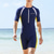 cheap Rash Guards-Men&#039;s Rash Guard Dive Skin Suit UV Sun Protection Quick Dry Lightweight Short Sleeve Swimsuit Front Zip Swimming Diving Surfing Snorkeling Patchwork Summer / High Elasticity / Beach