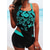 cheap Tankinis-Women&#039;s Swimwear Tankini 2 Piece Plus Size Swimsuit Open Back Printing for Big Busts Animal Green Blue Purple Camisole Strap Bathing Suits New Vacation Fashion / Modern