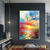 abordables Peintures paysages-Peinture à l'huile faite à la main sur toile art mural décoration abstraite peinture au couteau paysage jaune pour la décoration intérieure cadre tendu peinture suspendue