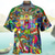 baratos Camisas havaianas-Homens Camisa Social Camisa havaiana Gráfico Desenho Animado Havaiana Aloha Detalhes Aberto para a Lateral Preto / Branco Vermelho Azul Roxo Arco-íris Estampado Casual Diário Manga Curta Botão para
