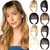 cheap Bangs-Bangs Hair Clip in Extensions Natural Fringe Bangs Clip-on Front Neat Flat Bang One Piece Long Straight Hairpiece for Women