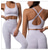preiswerte Yoga Anzüge-Activewear gelb nahtlos gewebter Körper Yoga-Kleidung Damen-Fitness-Kleidung Kreuzrücken-BH Yoga-Set