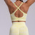 abordables Costumes de yoga-Vêtements de sport jaune sans couture tissé corps vêtements de yoga vêtements de fitness pour femmes soutien-gorge dos croisé ensemble de yoga