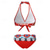 tanie Zestawy bikini-Kostiumy kąpielowe dla kobiet bikini 2-częściowe zestawy stroj kąpielowy bez pleców halter sexy boho kwiatowy nadruk letni plażowy strój kąpielowy