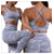 preiswerte Yoga Anzüge-Activewear gelb nahtlos gewebter Körper Yoga-Kleidung Damen-Fitness-Kleidung Kreuzrücken-BH Yoga-Set