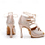 abordables Chaussures de danses latines-Talons de danse de salon à bout ouvert et à lacets en strass pour femmes - chaussures de performance de salsa latine en satin nu