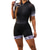 billiga Klädset för kvinnor-Dam Kortärmad Cykeltröja med shorts Triathlondräkt Sommar Elastan Polyester Grön Vit Svart Lappverk Rolig Cykel Träningsdräkter Andningsfunktion Snabb tork Bakficka Svettavvisande sporter Lappverk