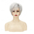 cheap Synthetic Trendy Wigs-Short Curly Grey Pixie Wigs for White Women Sliver Grey Layered Synthetic Wig Natural Looking Pixie Cut Fluffy Wigs with Bangs Christmas Party Wigs