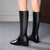 baratos Botas da moda-botas de montaria femininas pretas de couro sintético até o joelho – estilo equestre elegante para uso casual e formal