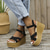billiga Espadriller Sandaler-espadrillesandaler för damer – olivgrön mocka sommarskor med remmar för plattformar med spänne, avslappnad strand- och semesterstil
