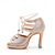 abordables Chaussures de danses latines-Talons de danse de salon à bout ouvert et à lacets en strass pour femmes - chaussures de performance de salsa latine en satin nu