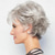 cheap Synthetic Trendy Wigs-Short Curly Grey Pixie Wigs for White Women Sliver Grey Layered Synthetic Wig Natural Looking Pixie Cut Fluffy Wigs with Bangs Christmas Party Wigs