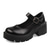 cheap Women&#039;s Flats-Women’s Black Patent Leather Platform Mary Jane Shoes with Chunky Lug Sole and Buckle Strap, Gothic Y2K Style for School, Streetwear, and Casual Outings