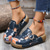 cheap Women&#039;s Clogs &amp; Mules-Women&#039;s Floral Embroidered Slip-On Clogs with Buckle Detail and Wedge Heel - Comfortable Vintage Casual Shoes