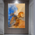 cheap Abstract Paintings-Handmade Oil Painting Canvas Wall Art Decor Abstract Colored Mountain Painting Original Landscape Painting for Home Decor With Stretched Frame/Without Inner Frame Painting