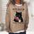 abordables Humour et Citations Tops-chemise femme imprimé chat décontracté sport basique manches longues col rond noir automne&amp;amp;tissu doux et respirant pour le confort hivernal