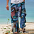 cheap Printed Pants-Men&#039;s Trousers Summer Pants Beach Pants Boho Pants Pocket Drawstring Elastic Waist Graphic Prints Comfort Breathable Casual Daily Holiday Streetwear Designer Navy Blue Blue