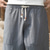cheap Home-Men&#039;s Linen Shorts Summer Shorts Capri Pants Pocket Drawstring Elastic Waist Plain Comfort Breathable Calf-Length Casual Holiday Going out Linen / Cotton Blend Stylish Classic Black White