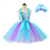 ieftine Costume pentru fete-Sirenă Coadă de Sirenă Ariel Aqua Princess Rochie de fete cu flori Costum de petrecere tematică Rochii din tul Cosplay for Fete Pentru copii Carnaval Mascaradă Nuntă Invitat la nunta