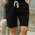 cheap Holiday-Men&#039;s Linen Shorts Summer Shorts Casual Shorts Pocket Drawstring Elastic Waist Plain Calf-Length Outdoor Daily Going out Linen / Cotton Blend Fashion Streetwear Black White Micro-elastic