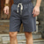 cheap Holiday-Men&#039;s Linen Shorts Summer Shorts Casual Shorts Pocket Drawstring Elastic Waist Plain Calf-Length Outdoor Daily Going out Linen / Cotton Blend Fashion Streetwear Black White Micro-elastic