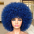 tanie Peruki najwyższej jakości-krótka peruka afro z grzywką dla czarnych kobiet afro perwersyjne kręcone peruki lata 70. premium syntetyczna duża peruka afro
