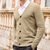 billige cardigangenser for menn-Herre Genser Cardigan Genser Riflet Strikke Strikket عادي V-hals Mote Fritid Sport Dagligdagstøy Klær Vår &amp; Vinter Vinrød Svart M L XL