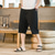 billige Hjem-Herre Shorts Lin Shorts Sommershorts Strandshorts Capri-bukser Snorer Elastisk midje عادي Pustende Myk Kalv lengde Avslappet Daglig Ferie Lin / bomullsblanding Gatemote Hawaiisk Svart Blå