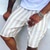 cheap Casual Shorts-Men&#039;s Shorts Summer Shorts Beach Shorts Pocket Drawstring Elastic Waist Stripe Outdoor Daily Going out Streetwear Stylish White Blue