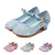 ieftine Pantofi de prințesă pentru copii-Pantofi eleganți de prințesă albaștri pentru fete, cu sclipici, toc jos și pandantiv cu lună și stea, pantofi cu strasuri strălucitoare pentru petreceri și concursuri de ziua de naștere