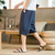 billige Hjem-Herre Shorts Lin Shorts Sommershorts Strandshorts Capri-bukser Snorer Elastisk midje عادي Pustende Myk Kalv lengde Avslappet Daglig Ferie Lin / bomullsblanding Gatemote Hawaiisk Svart Blå
