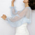 economico impacchi per gli invitati al matrimonio-Bolero in rete Manica lunga a sbuffo Ruffles Vedere attraverso Coprire Shrug Tulle Bolero Abbigliamento da sposa Organza Ospite di nozze Moda Wrap da donna Protezione solare Tutto abbinato Primavera