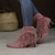 baratos Cowboy &amp; Western Boots-Botas femininas de camurça rosa com franjas estilo western - estilo boho chic para passeios casuais e festivais de música