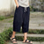 cheap Home-Men&#039;s Linen Shorts Summer Shorts Capri Pants Pocket Drawstring Elastic Waist Plain Comfort Breathable Calf-Length Casual Holiday Going out Linen / Cotton Blend Stylish Classic Black White