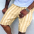 זול מכנסיים קצרים יומיומיים-בגדי ריקוד גברים שורטים מכנס קיץ קצר מכנסי חוף כיס שרוך אלסטית מותניים פס בָּחוּץ יומי ליציאה סגנון רחוב מסוגנן לבן פול