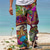 Недорогие брюки с принтом-Муж. Штаны Летние штаны Пляжные штаны Кулиска Эластичная талия 3D печать Графические принты Гриб Комфорт Повседневные Праздники Смесь хлопка Уличный стиль Гавайский Красный Лиловый