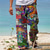 voordelige bedrukte broek-Voor heren Broek Zomerbroek Strandbroeken Trekkoord Elastische taille 3D-afdrukken Grafische prints Paddenstoel Comfort Casual Dagelijks Feestdagen Katoenmix Streetwear Hawaii Rood Paars