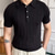 billiga Klassisk pikétröja för män-Herr POLO Shirt Stickad Polo Ledigt Dagligen Kavajslag Kort ärm Stylish Klassisk Slät Knapp Sommar Svart Vit POLO Shirt