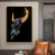 cheap Animal Prints-Gold Metal Horns Bull Skull Statue Art Canvas Painting Posters and Prints Wall Art Pictures for Living Room Wall Decor