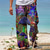 Недорогие брюки с принтом-Муж. Штаны Летние штаны Пляжные штаны Кулиска Эластичная талия 3D печать Графические принты Гриб Комфорт Повседневные Праздники Смесь хлопка Уличный стиль Гавайский Красный Лиловый