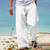 cheap Casual Pants-Men&#039;s Linen Pants Trousers Summer Pants Beach Pants Drawstring Elastic Waist Straight Leg Plain Comfort Casual Daily Holiday Streetwear Hawaiian White Blue