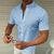 abordables camisas casuales de los hombres-Hombre Camisa Camisa de verano Color sólido Escote Chino Negro Blanco Rosa Rojo Azul Marino Exterior Calle Manga Corta Abotonar Ropa Moda Casual Transpirable Cómodo