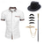 cheap Outfits-Mens 1920s Gangster Shirt with Accessories Set the Great Gatsby Retro Vintage Cosplay Costume Hat Beard Brooch Cane
