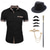 cheap Outfits-Mens 1920s Gangster Shirt with Accessories Set the Great Gatsby Retro Vintage Cosplay Costume Hat Beard Brooch Cane