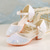 cheap Kids&#039; Princess Shoes-Girls&#039; Sparkly Glitter Dress Shoes – White Mary Jane Heels with Moon Charm Strap for Weddings, Parties, and Formal Events