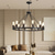 cheap Pendant Lights-LED Pendant Light Vintage Painted Metal Chandelier Lighting, with 6/8/10/12 Lights, Rustic Vintage Farmhouse Chandelier Lighting, Carriage Wheel Pendant, Black