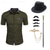 cheap Outfits-Mens 1920s Gangster Shirt with Accessories Set the Great Gatsby Retro Vintage Cosplay Costume Hat Beard Brooch Cane